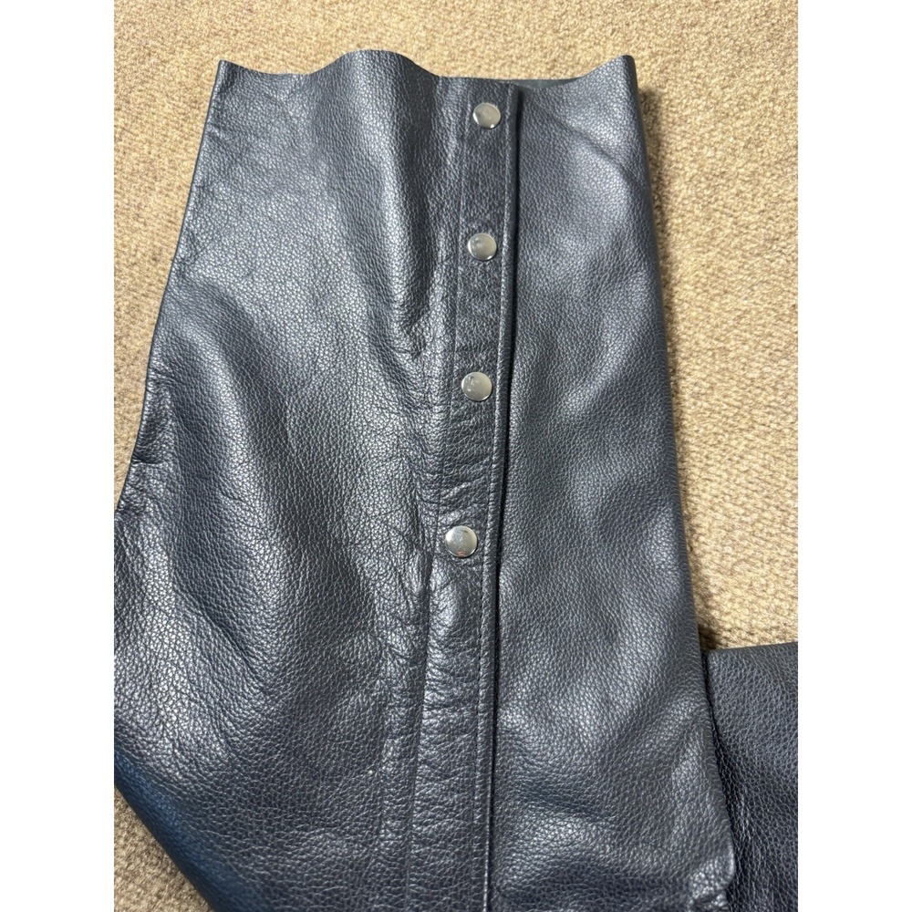 FMC First Manufacturing Co Black Leather Motorcycle Chaps Men's Size 5X 5XL - Picture 10 of 13